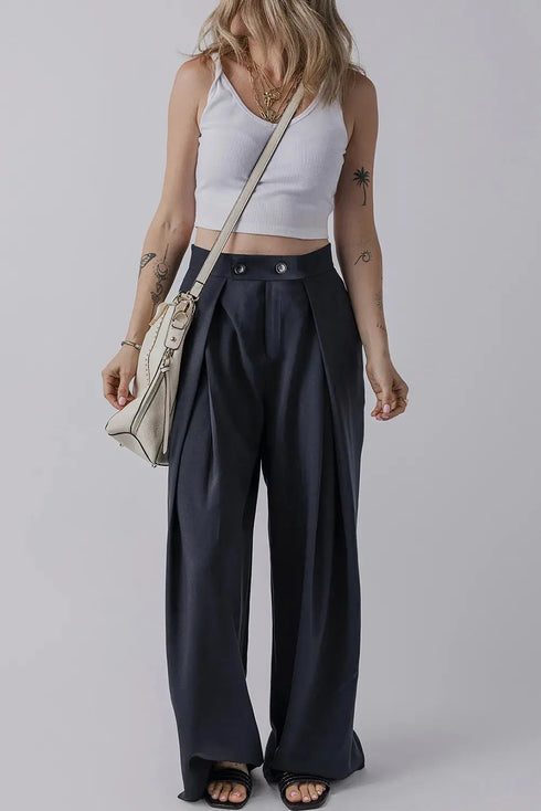 'Keturah' Pleated Wide Leg Pants - Celes Fashion